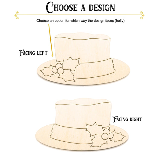 Vintage Holiday Top Hat Wood Cutout - Laser Cut Unfinished Craft Shape - Multiple Sizes