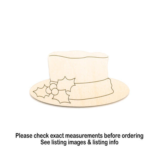 Vintage Holiday Top Hat Wood Cutout - Laser Cut Unfinished Craft Shape - Multiple Sizes