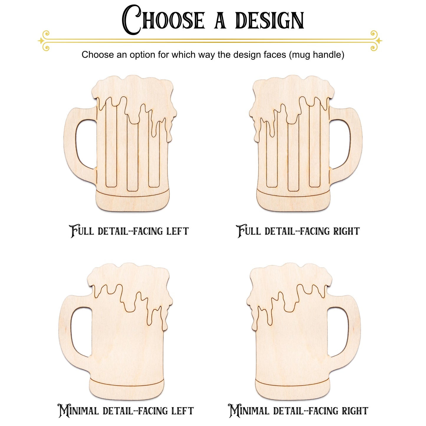 Foamy Beer Mug Wood Cutout - Laser Cut Unfinished Craft Shape - Multiple Sizes