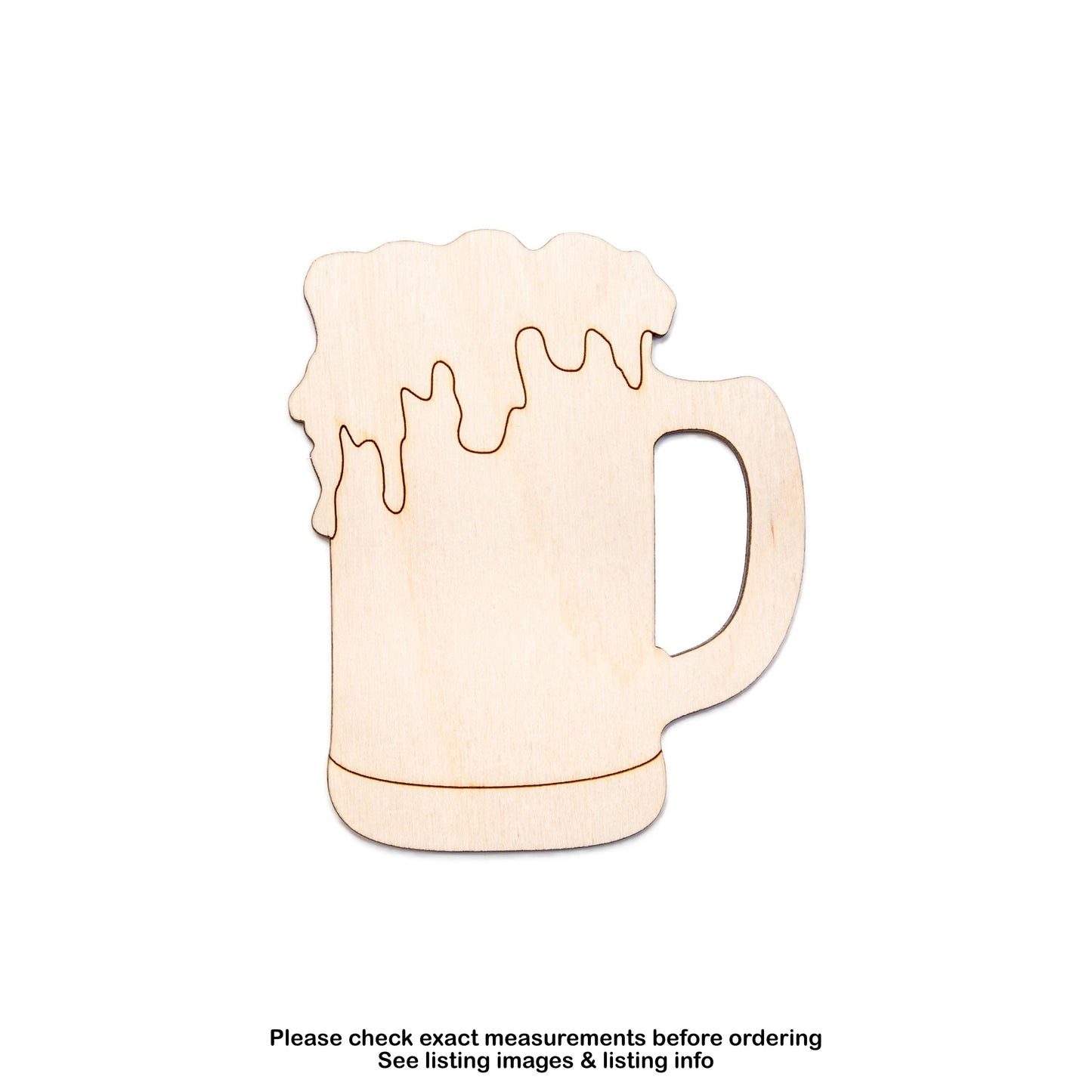 Foamy Beer Mug Wood Cutout - Laser Cut Unfinished Craft Shape - Multiple Sizes