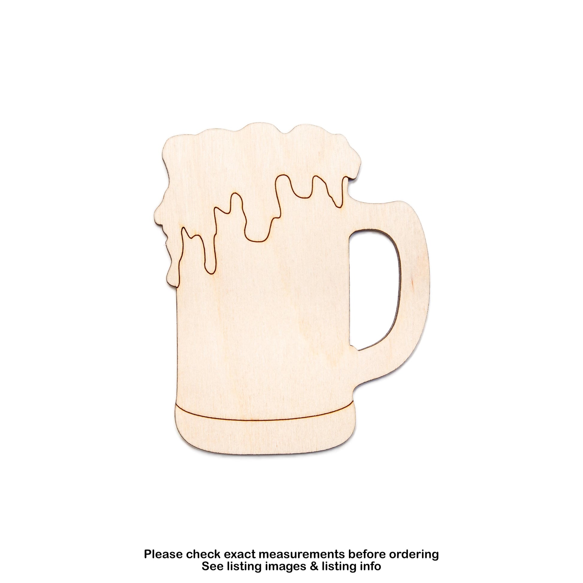 Foamy Beer Mug Wood Cutout - Laser Cut Unfinished Craft Shape - Multiple Sizes