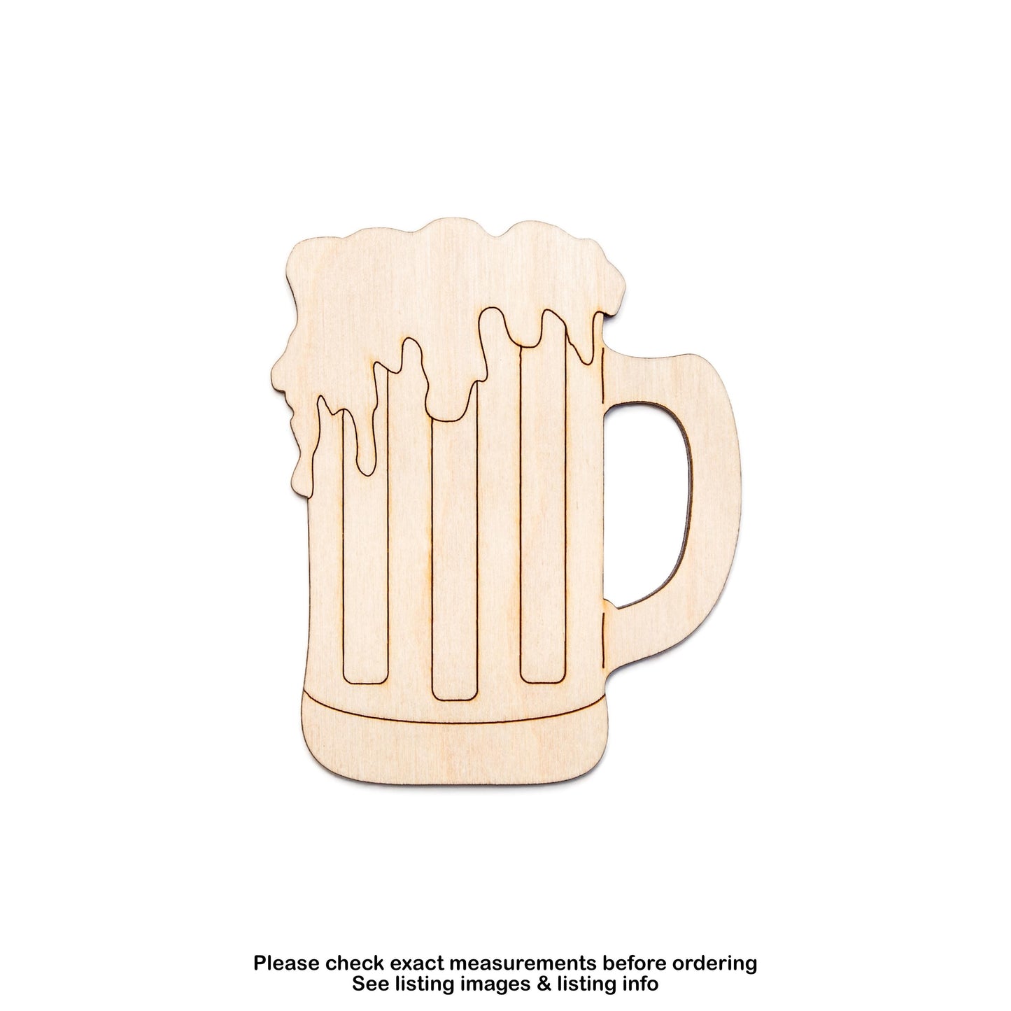 Foamy Beer Mug Wood Cutout - Laser Cut Unfinished Craft Shape - Multiple Sizes