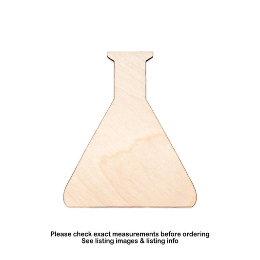 Conical Flask Chemistry Bottle Blank Wood Cutout - Laser Cut Unfinished Craft Shape - Multiple Sizes