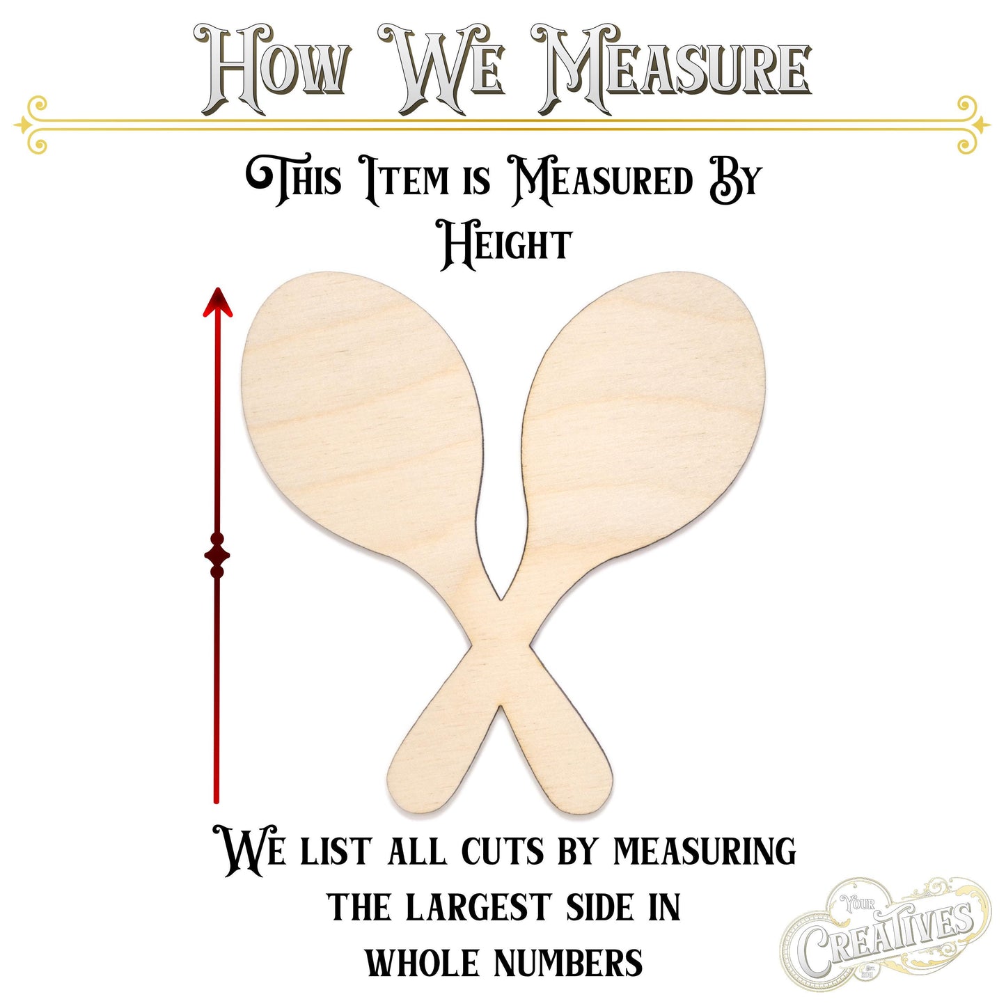 Maracas Crossed Blank Wood Cutout - Laser Cut Unfinished Craft Shape - Multiple Sizes