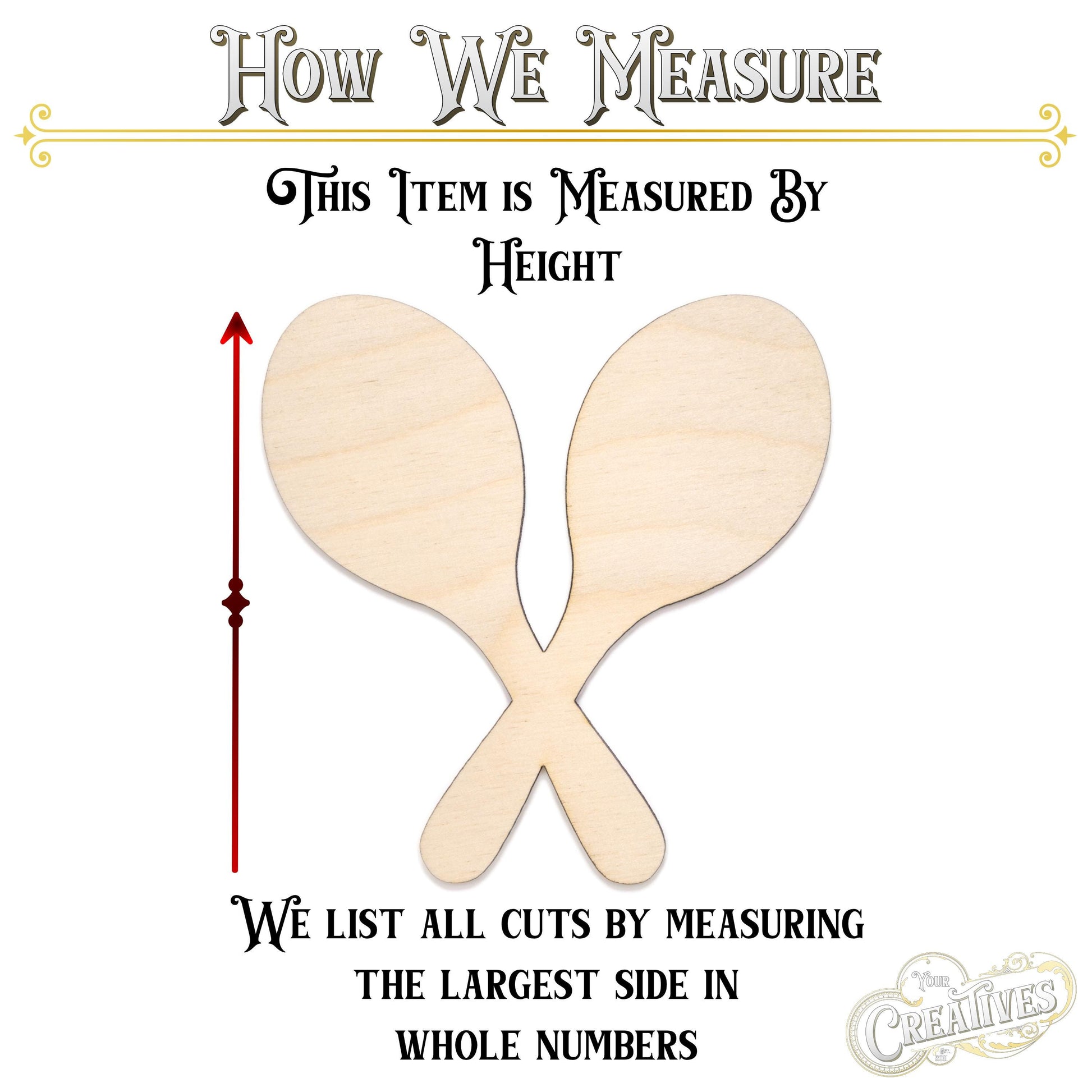 Maracas Crossed Blank Wood Cutout - Laser Cut Unfinished Craft Shape - Multiple Sizes