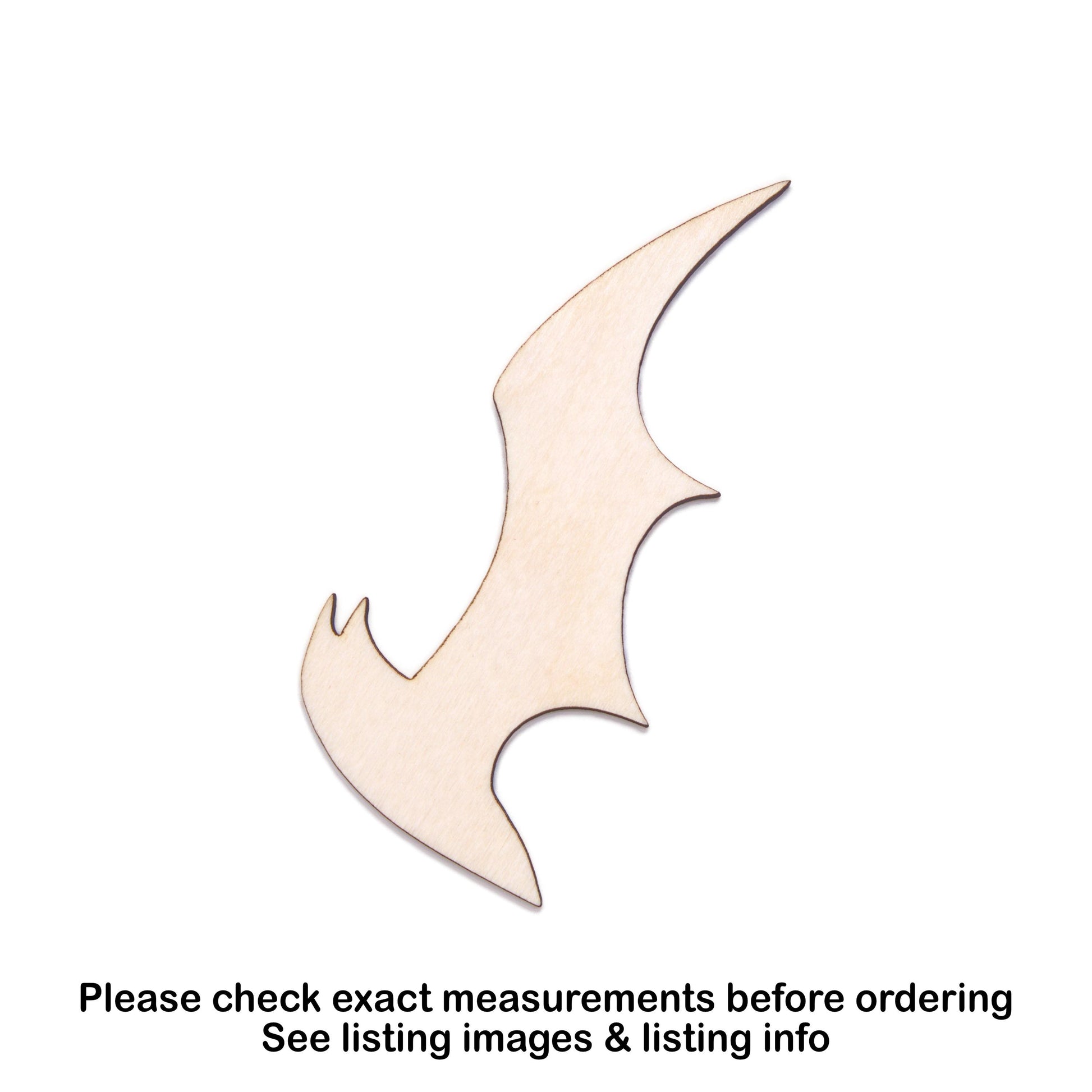 Bat Side View Blank Wood Cutout - Laser Cut Unfinished Craft Shape - Multiple Sizes
