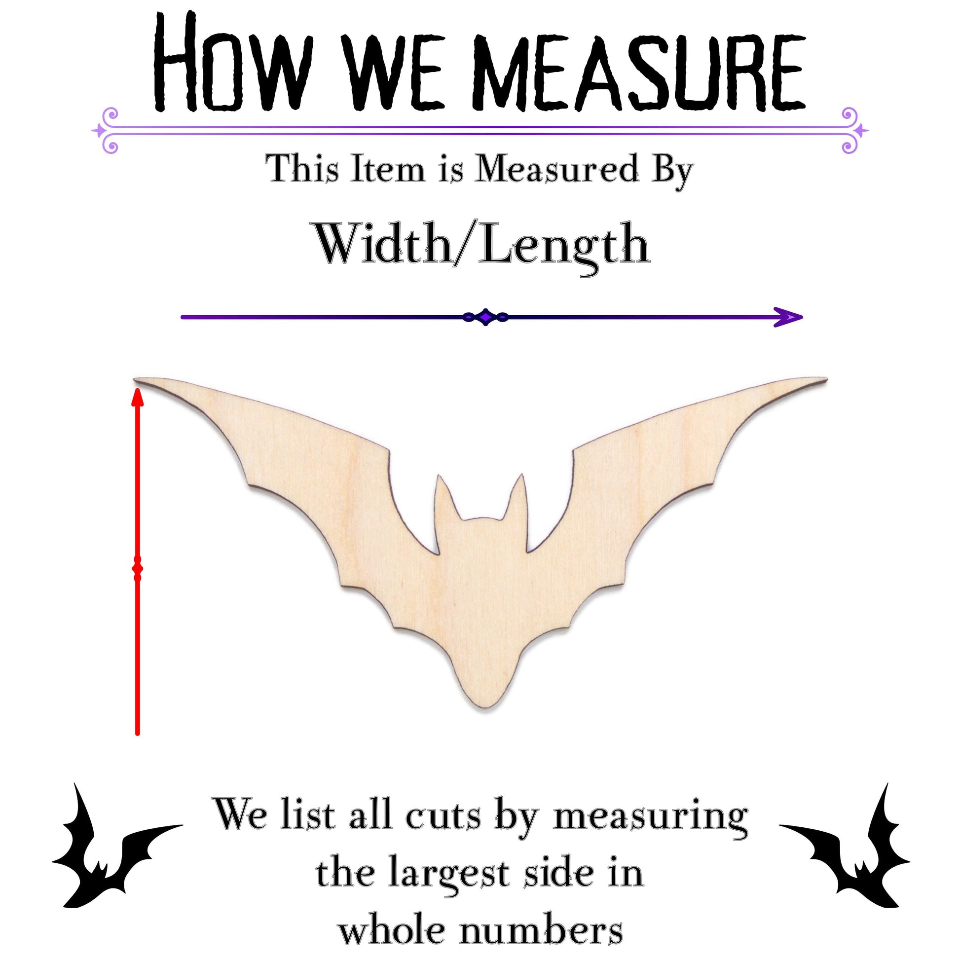 Flying Bat Blank Wood Cutout - Laser Cut Unfinished Craft Shape - Multiple Sizes