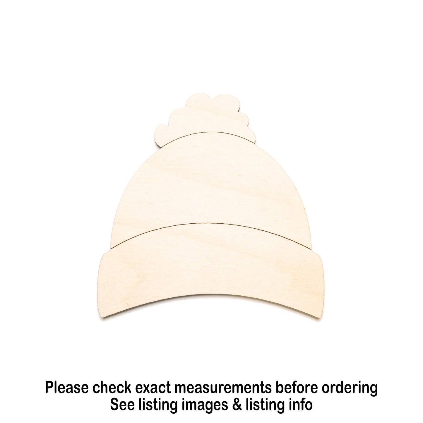 Beanie Wood Cutout - Laser Cut Unfinished Craft Shape - Multiple Sizes