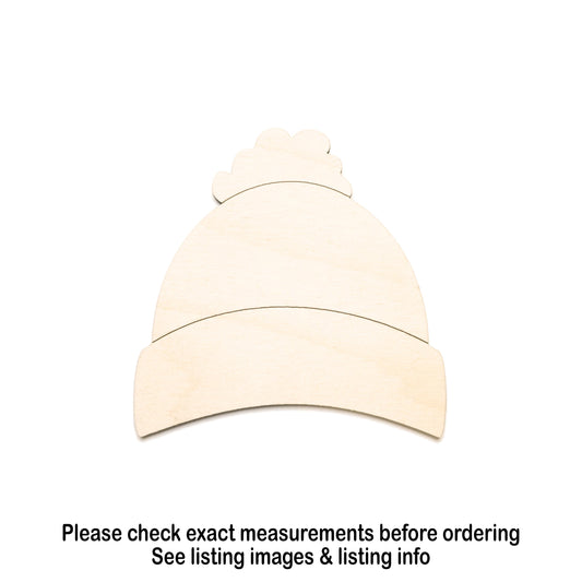 Beanie Wood Cutout - Laser Cut Unfinished Craft Shape - Multiple Sizes