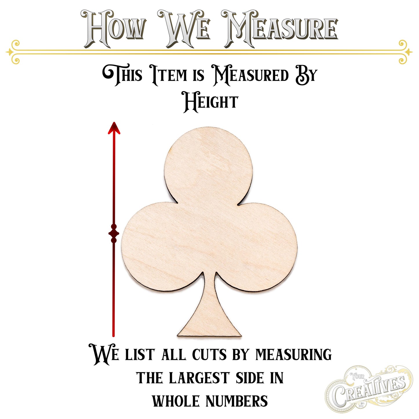 Clubs Symbol Wood Cutout - Laser Cut Unfinished Craft Shape - Multiple Sizes
