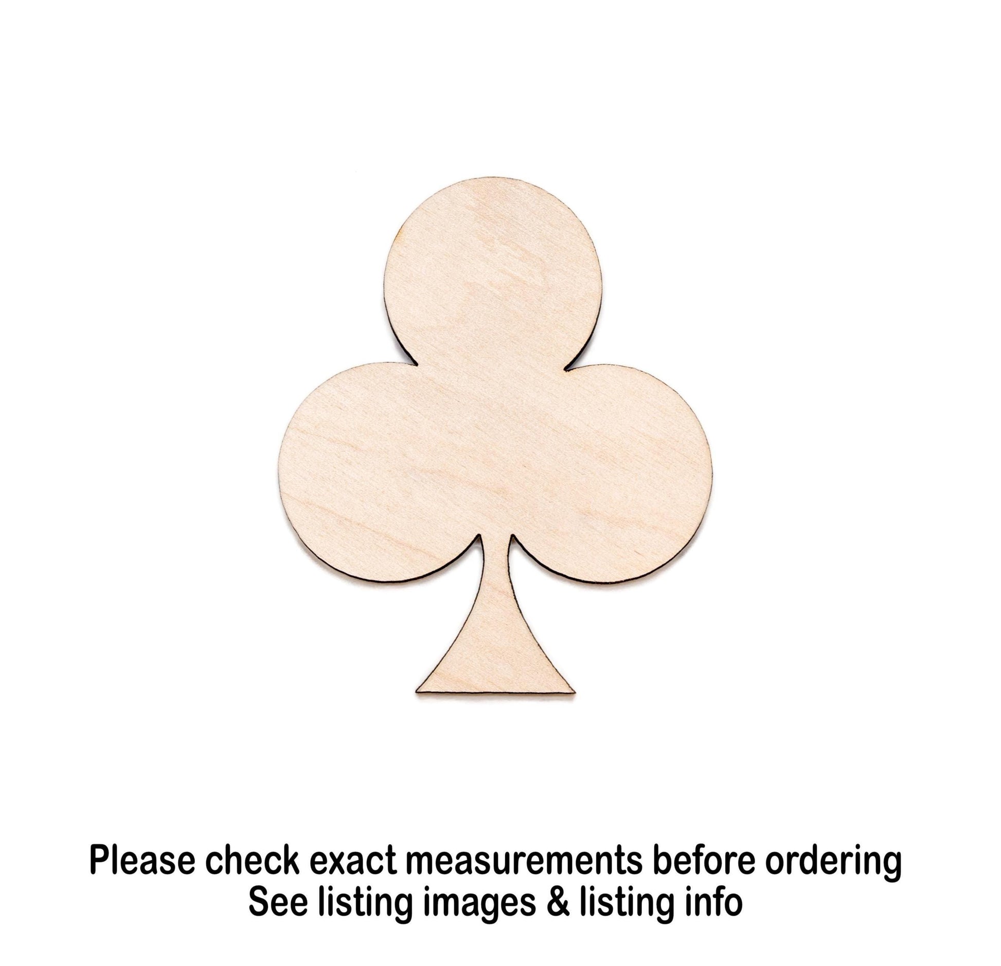 Clubs Symbol Wood Cutout - Laser Cut Unfinished Craft Shape - Multiple Sizes