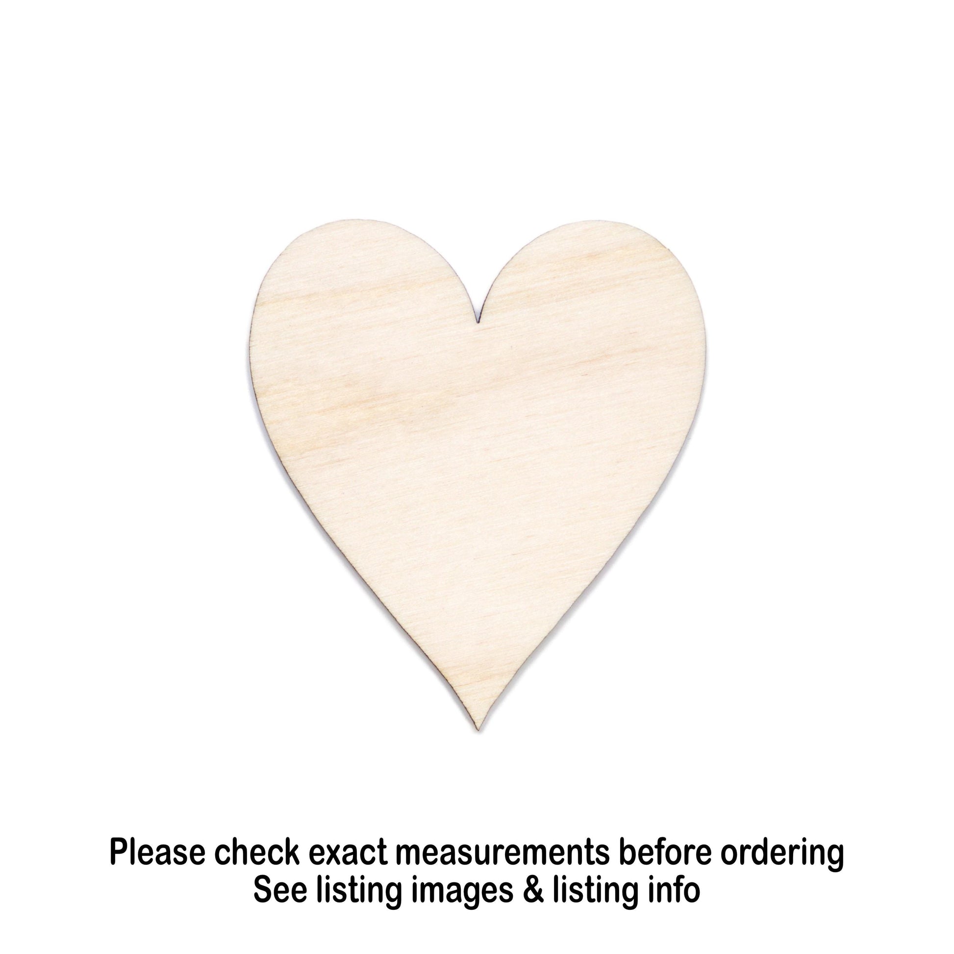 Playing Card Heart Wood Cutout - Laser Cut Unfinished Craft Shape - Multiple Sizes