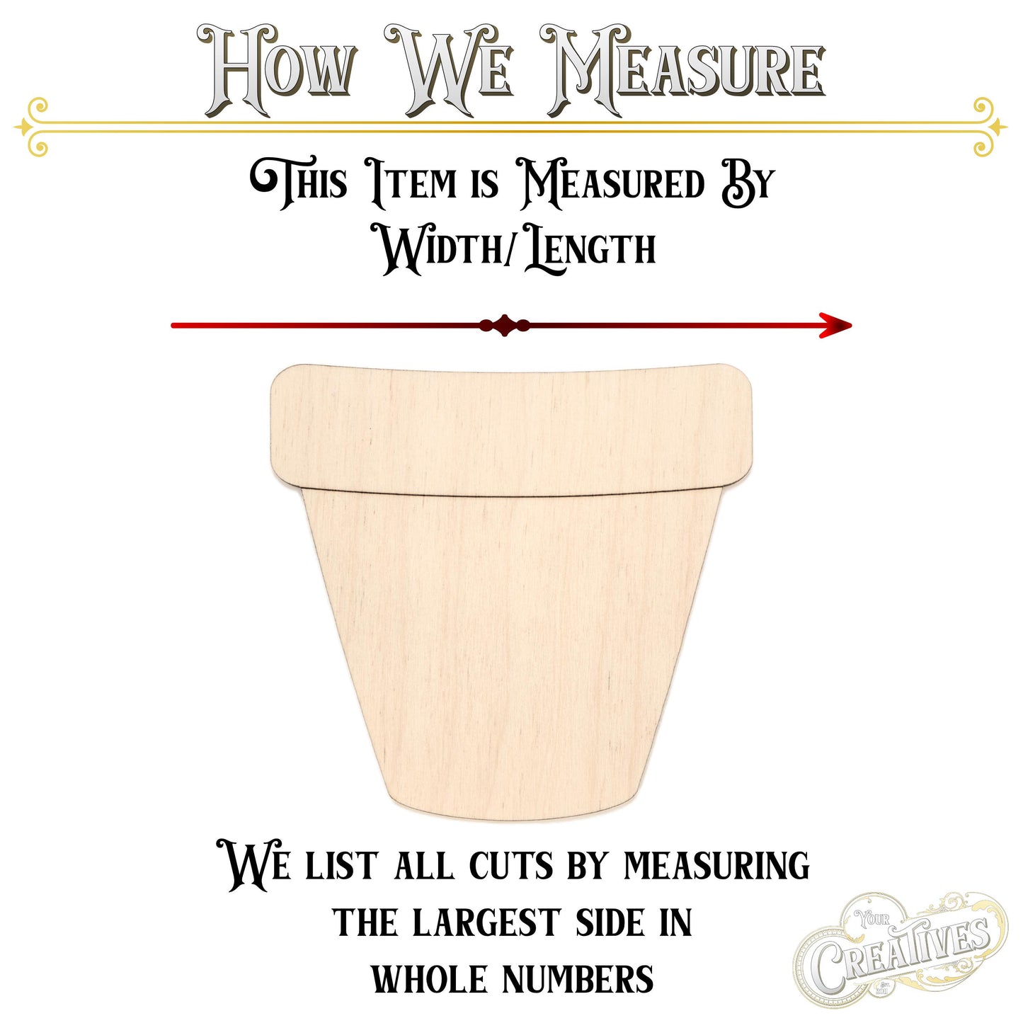 Flower Pot Wood Cutout - Laser Cut Unfinished Craft Shape - Multiple Sizes