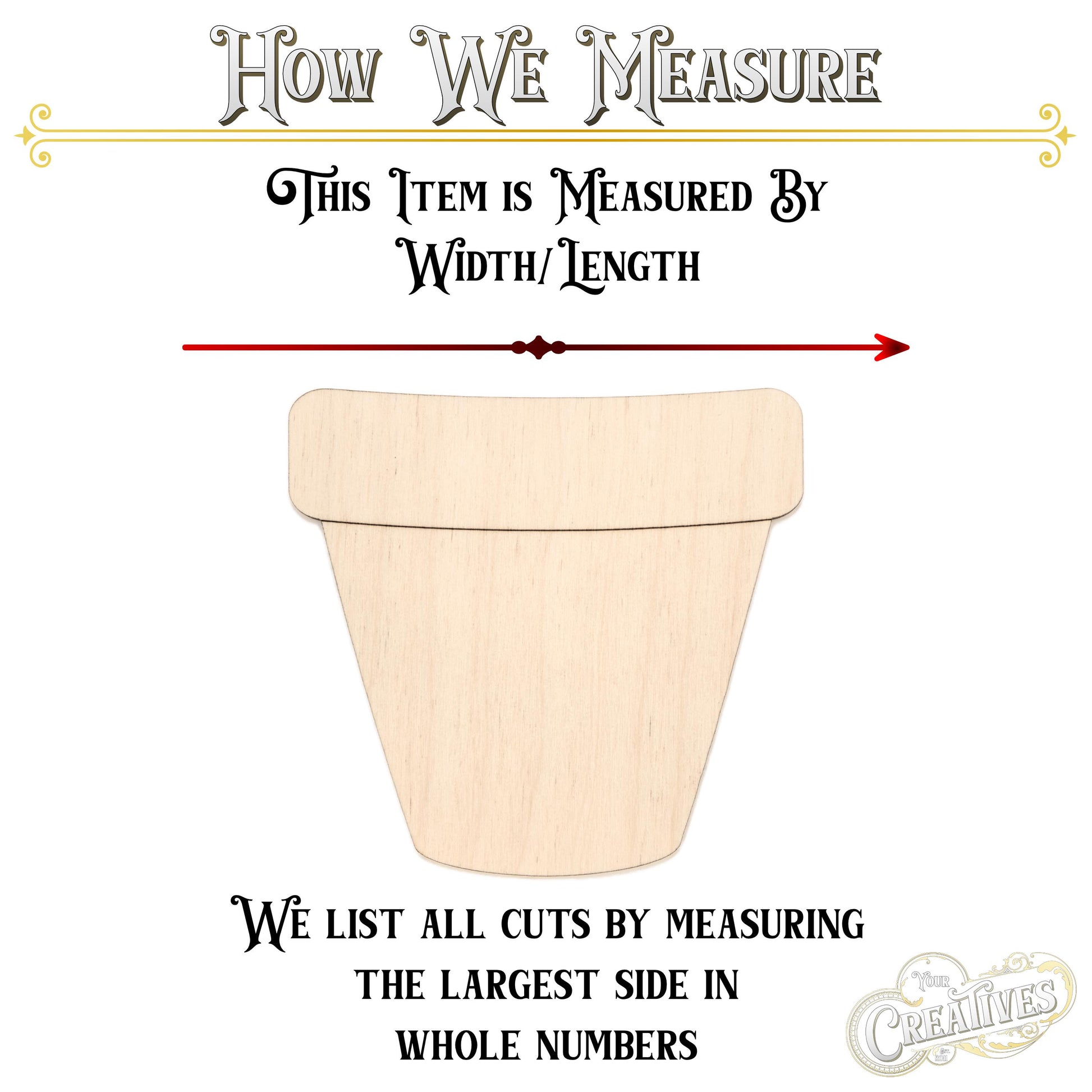 Flower Pot Wood Cutout - Laser Cut Unfinished Craft Shape - Multiple Sizes