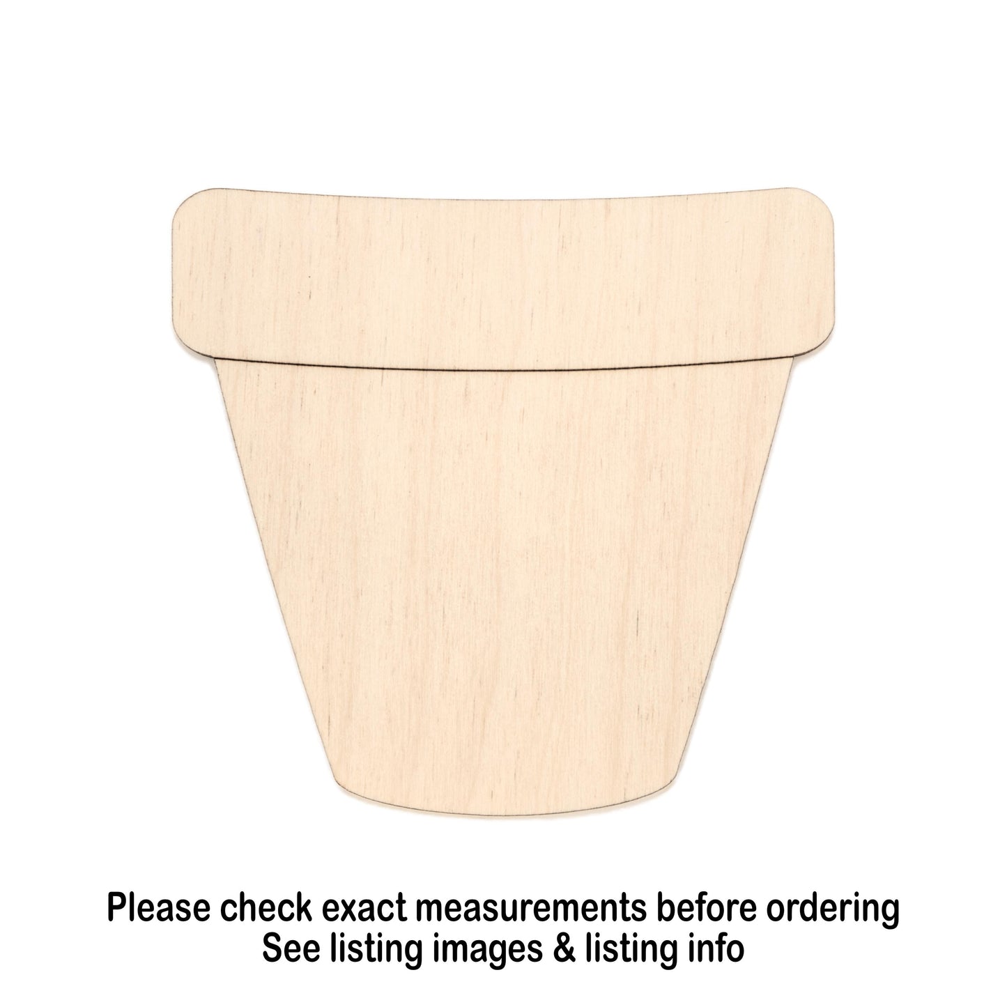 Flower Pot Wood Cutout - Laser Cut Unfinished Craft Shape - Multiple Sizes