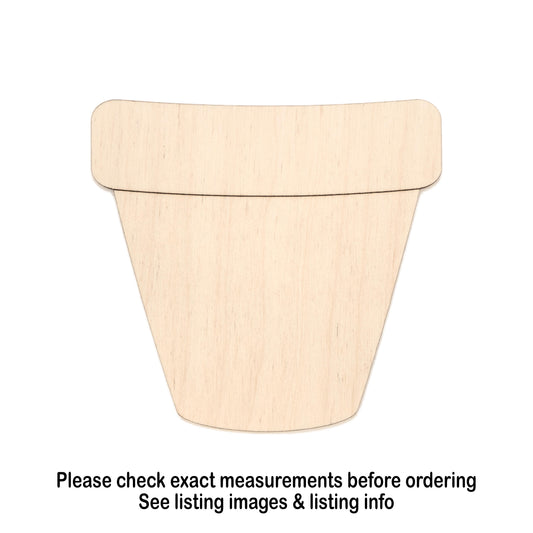 Flower Pot Wood Cutout - Laser Cut Unfinished Craft Shape - Multiple Sizes