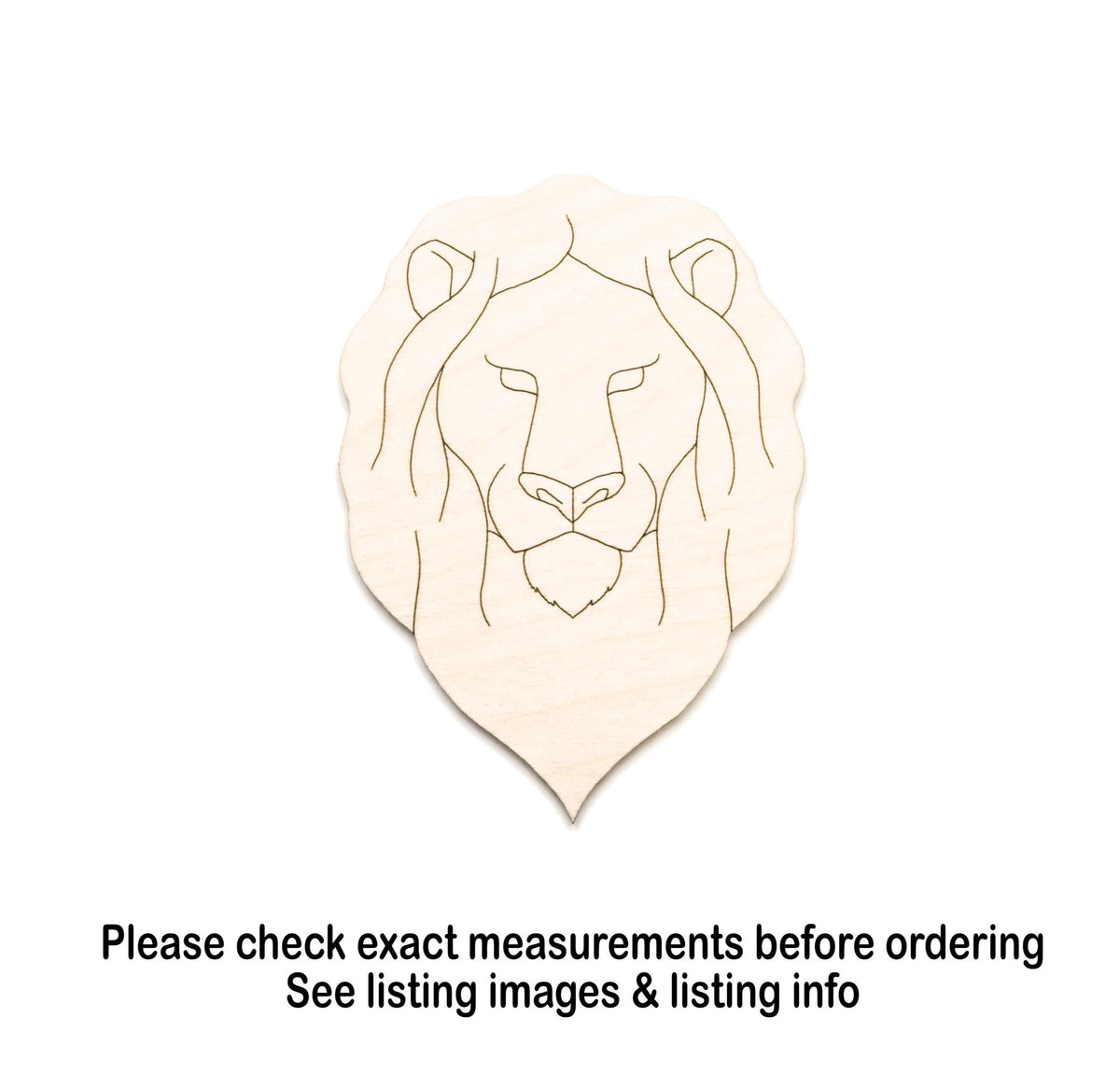Lion Head Wood Cutout - Laser Cut Unfinished Craft Shape - Multiple Sizes