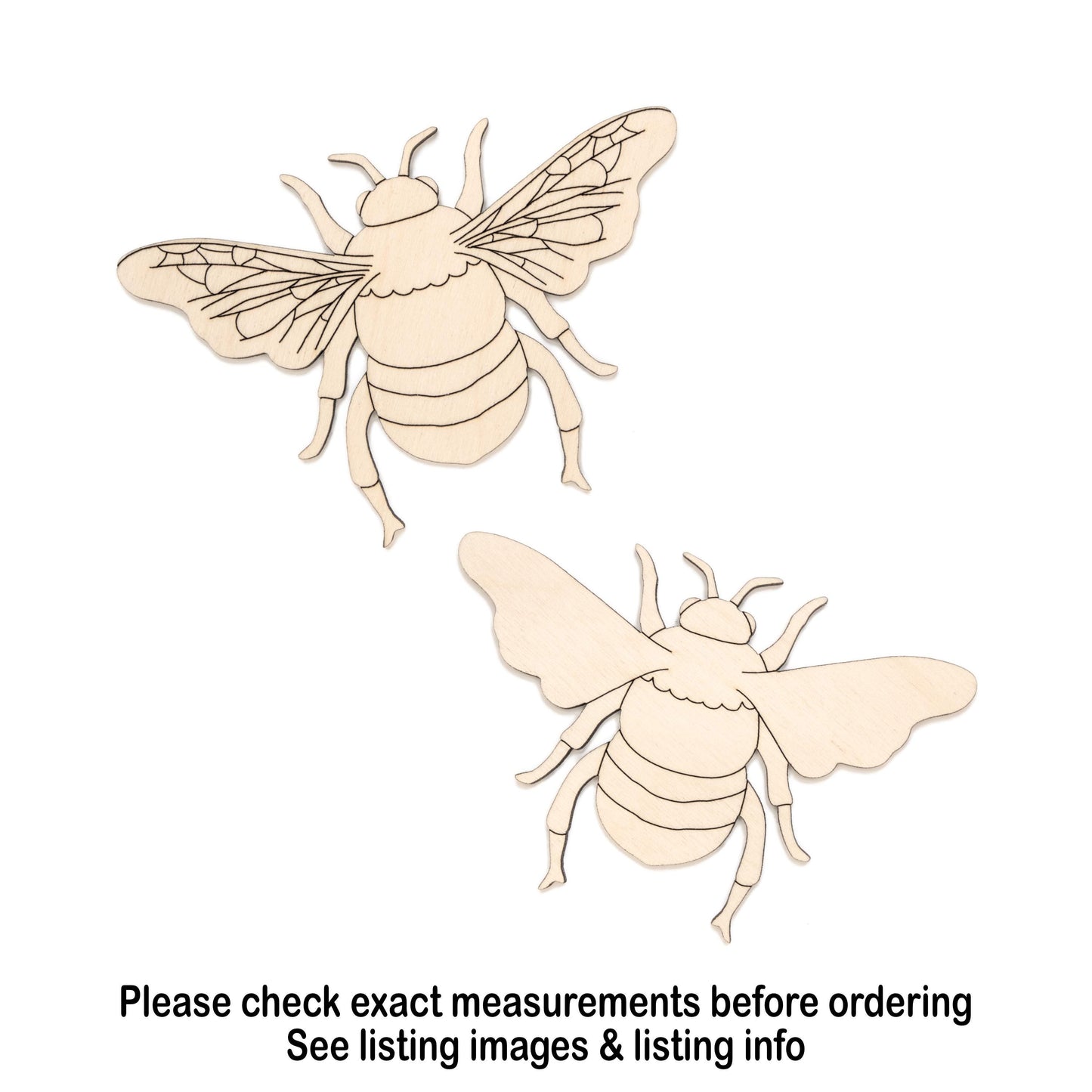 Bumble Bee Wood Cutout - Laser Cut Unfinished Craft Shape - Multiple Sizes