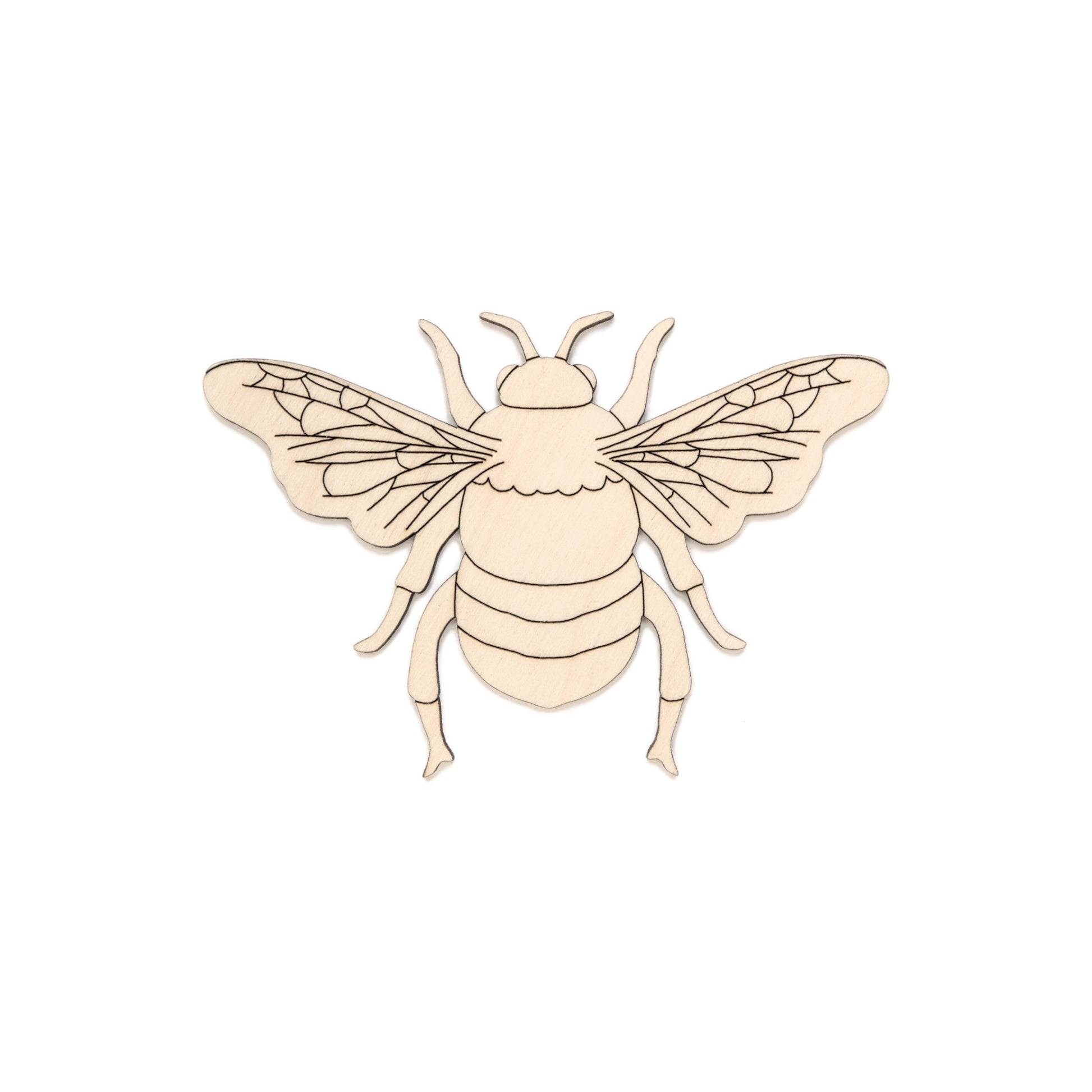 Bumble Bee Wood Cutout - Laser Cut Unfinished Craft Shape - Multiple Sizes