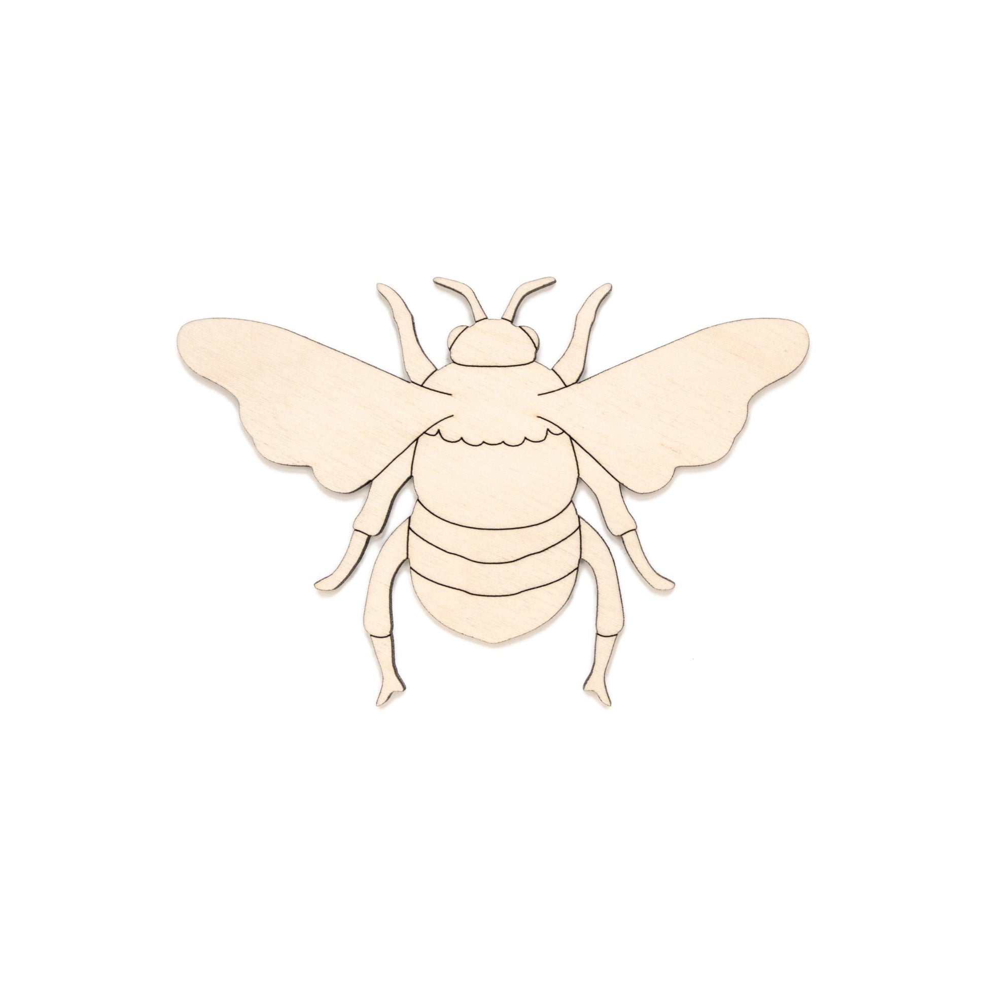 Bumble Bee Wood Cutout - Laser Cut Unfinished Craft Shape - Multiple Sizes