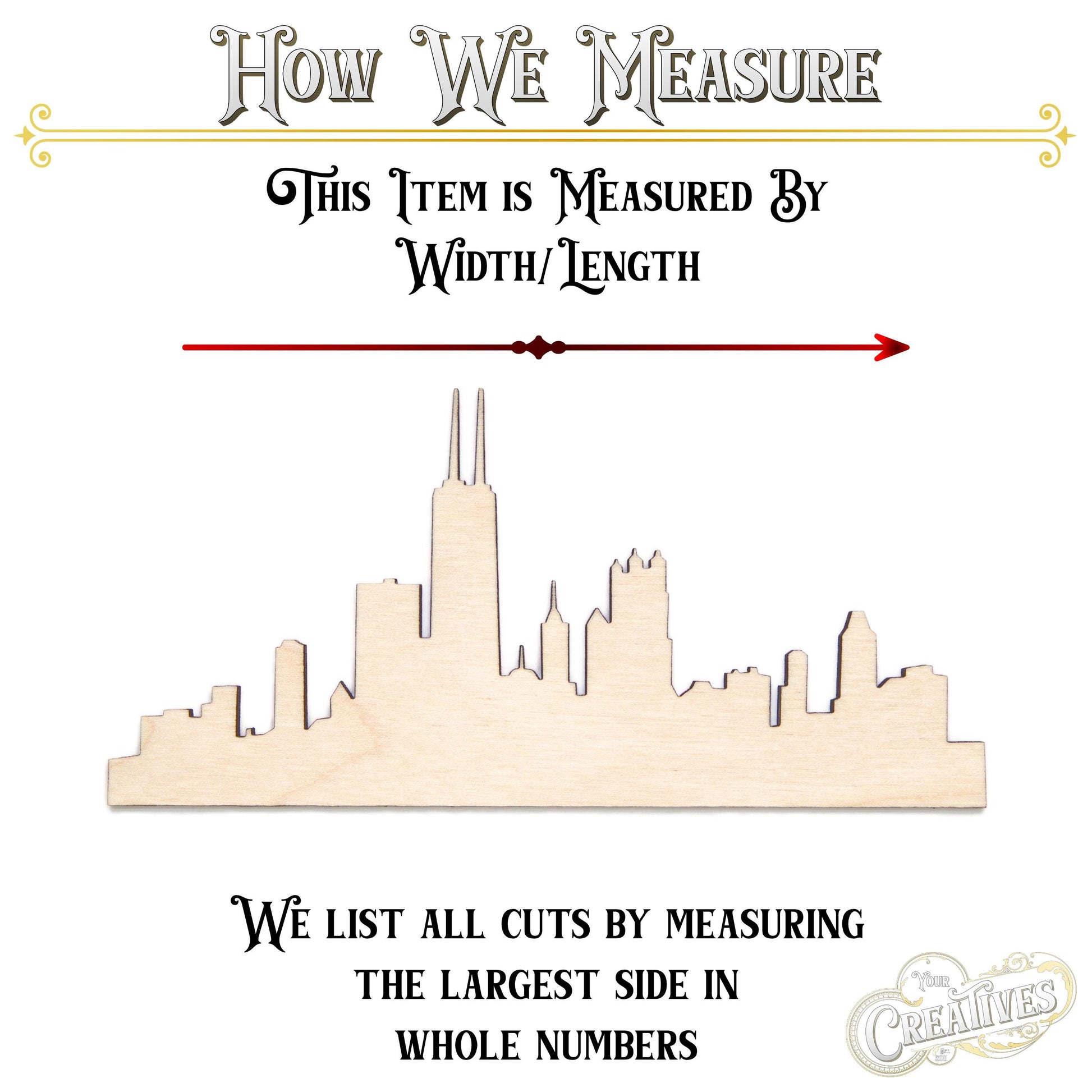 Chicago Skyline Blank Wood Cutout - Laser Cut Unfinished Craft Shape - Multiple Sizes