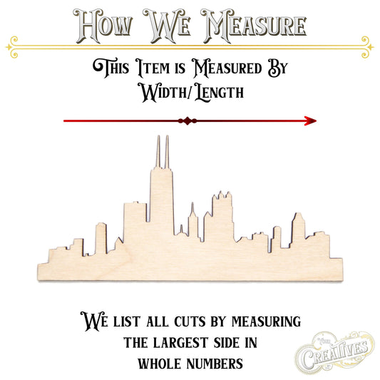 Chicago Skyline Blank Wood Cutout - Laser Cut Unfinished Craft Shape - Multiple Sizes