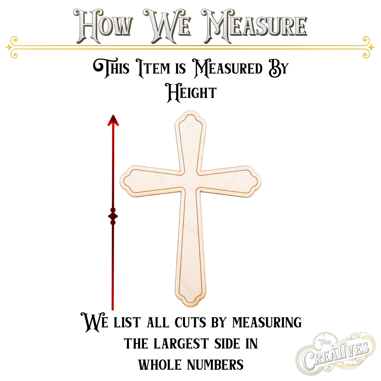 Budded Edge Cross Wood Cutout - Laser Cut Unfinished Craft Shape - Multiple Sizes