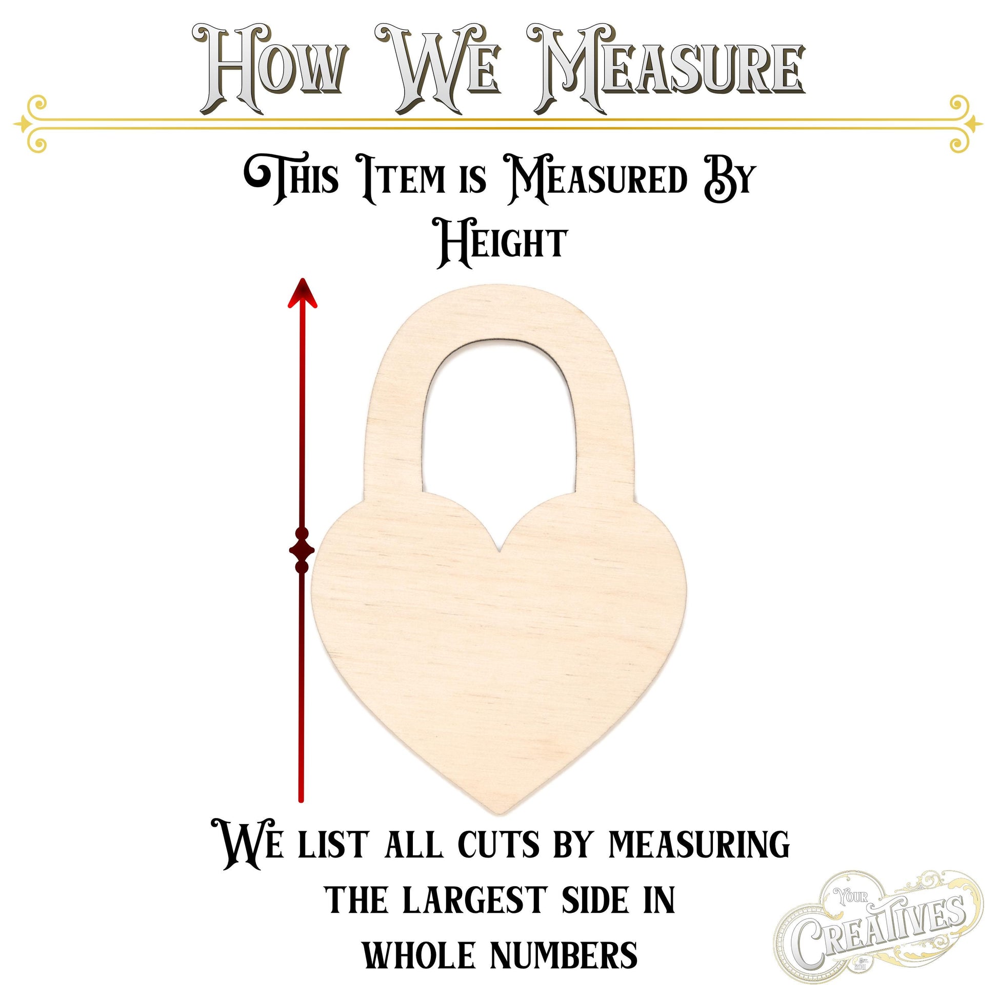 Heart Lock Blank Wood Cutout - Laser Cut Unfinished Craft Shape - Multiple Sizes