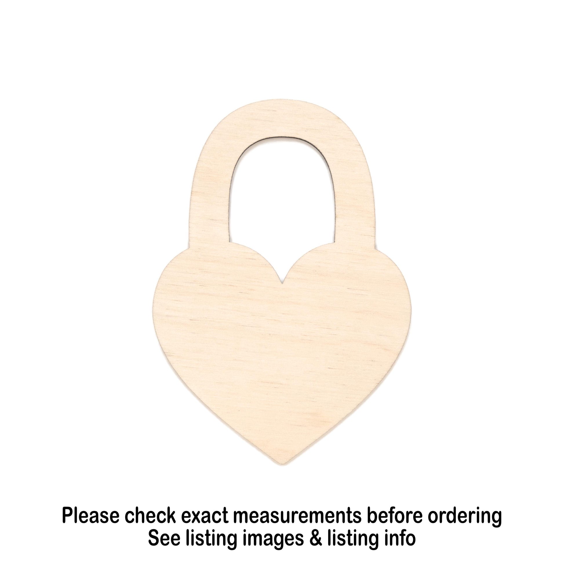 Heart Lock Blank Wood Cutout - Laser Cut Unfinished Craft Shape - Multiple Sizes