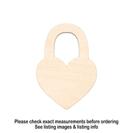 Heart Lock Blank Wood Cutout - Laser Cut Unfinished Craft Shape - Multiple Sizes