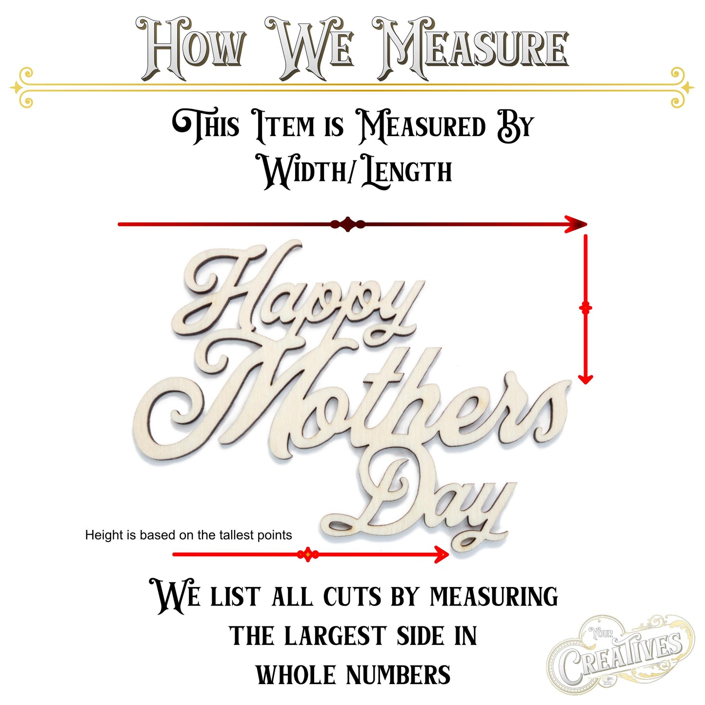 Happy Mothers Day Wood Cutout - Laser Cut Unfinished Craft Shape - Multiple Sizes