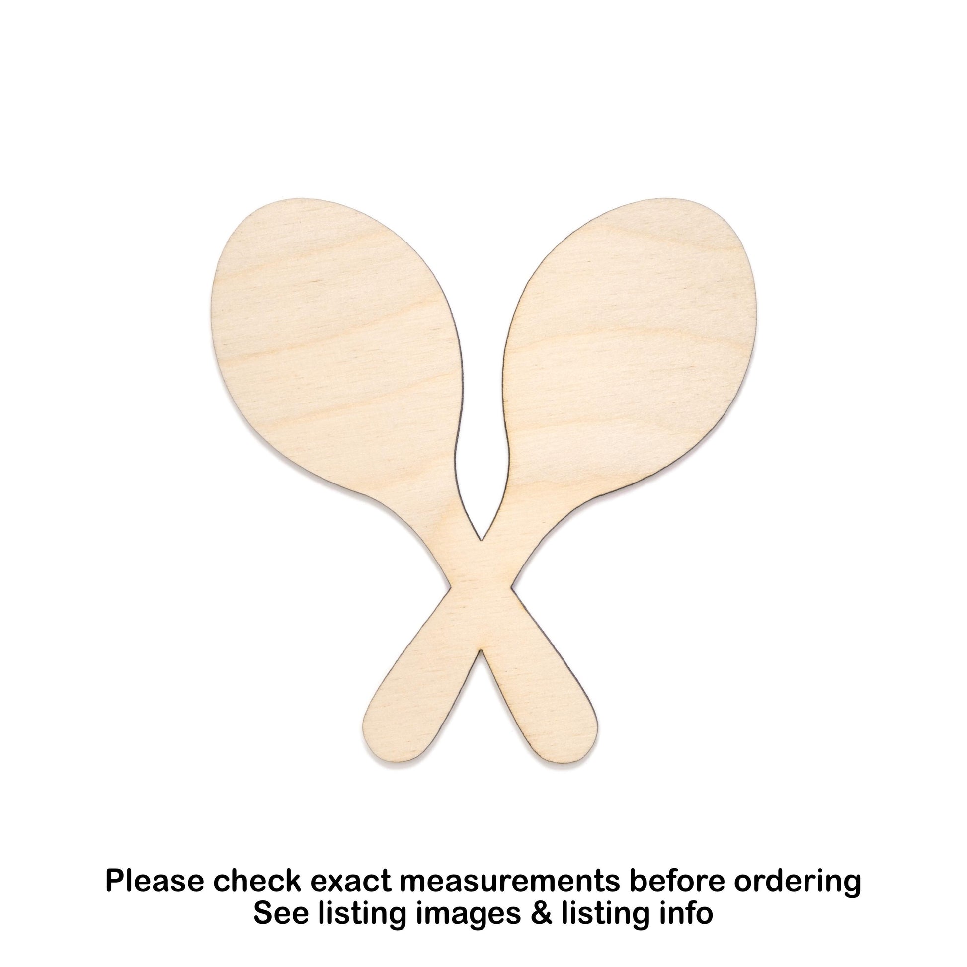 Maracas Crossed Blank Wood Cutout - Laser Cut Unfinished Craft Shape - Multiple Sizes