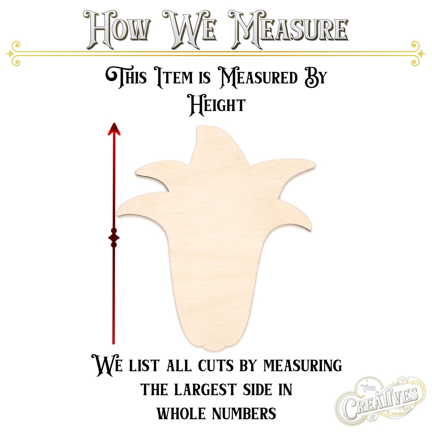 Lily Flower Tall Blank Wood Cutout - Laser Cut Unfinished Craft Shape - Multiple Sizes