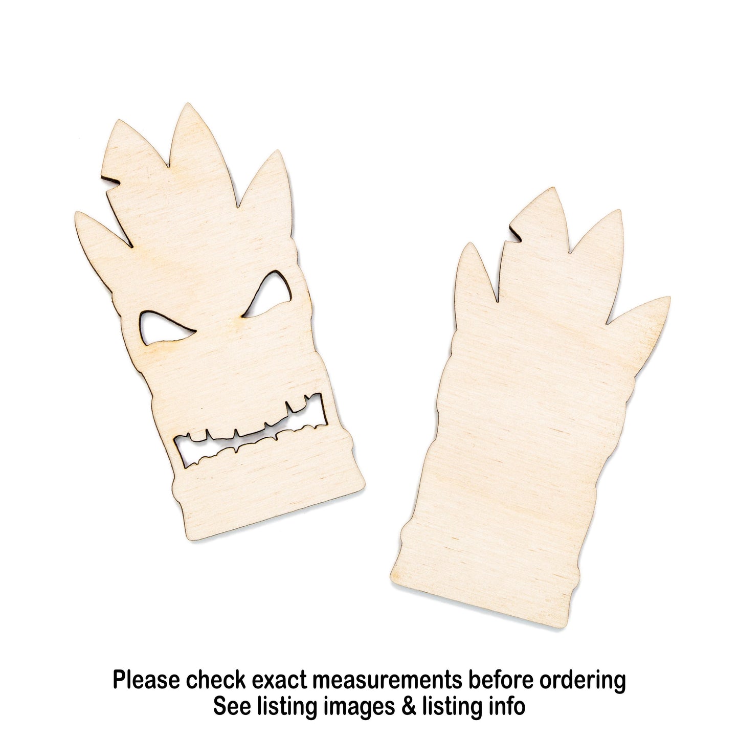 Tiki Head Blank Wood Cutout - Laser Cut Unfinished Craft Shape - Multiple Sizes