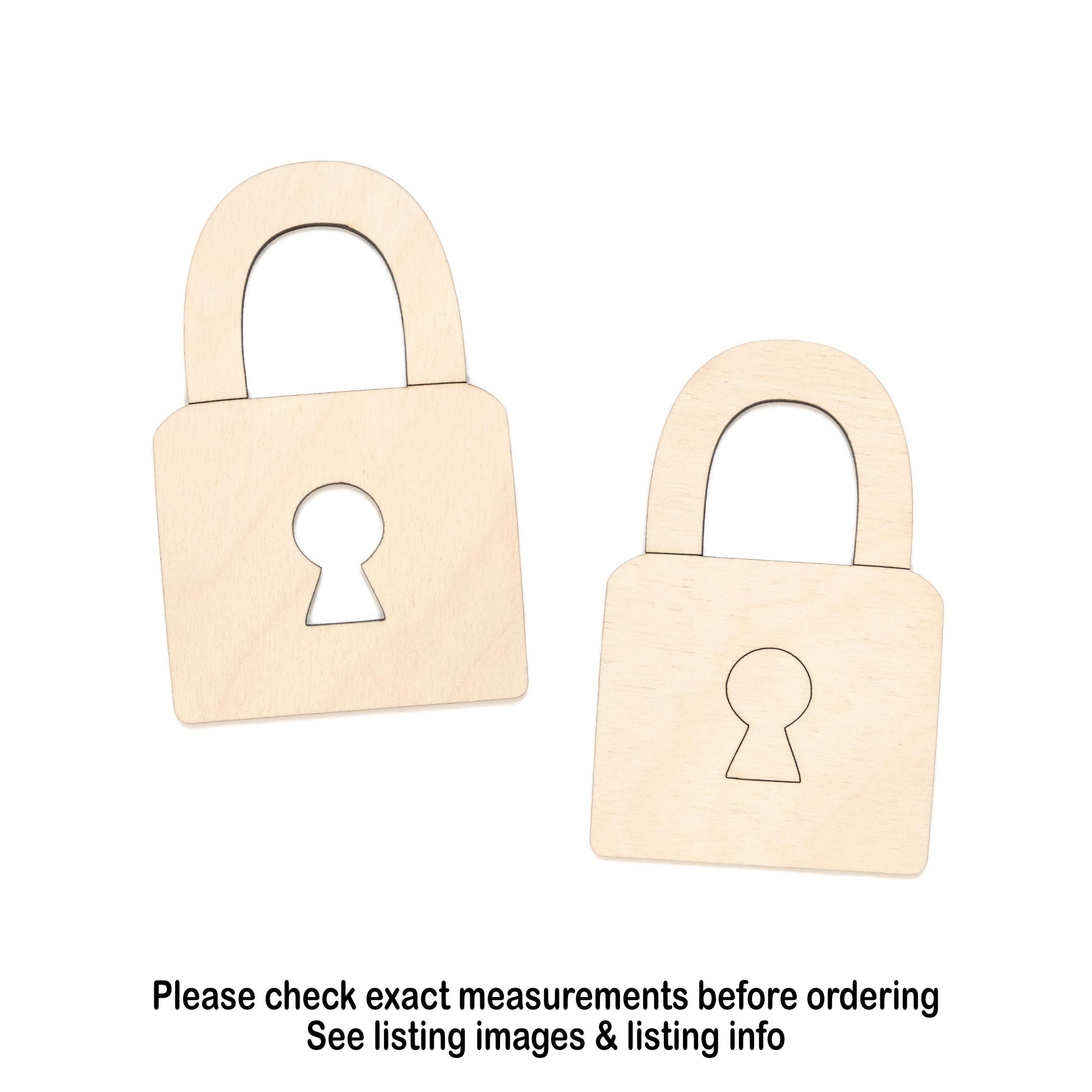 Lock Wood Cutout - Laser Cut Unfinished Craft Shape - Multiple Sizes