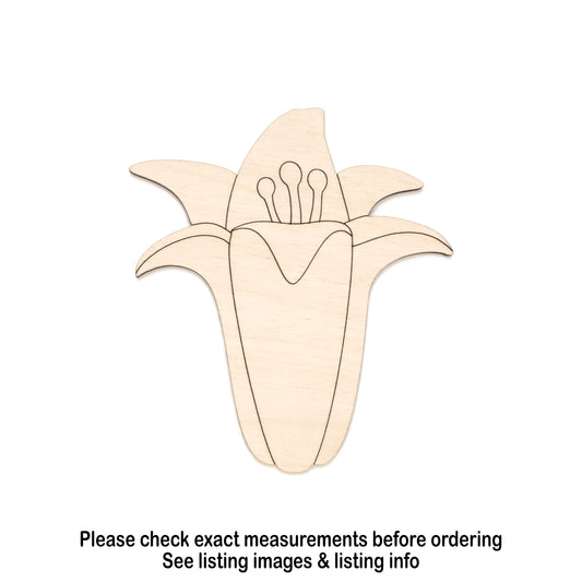 Lily Flower Tall Detailed Wood Cutout - Laser Cut Unfinished Craft Shape - Multiple Sizes