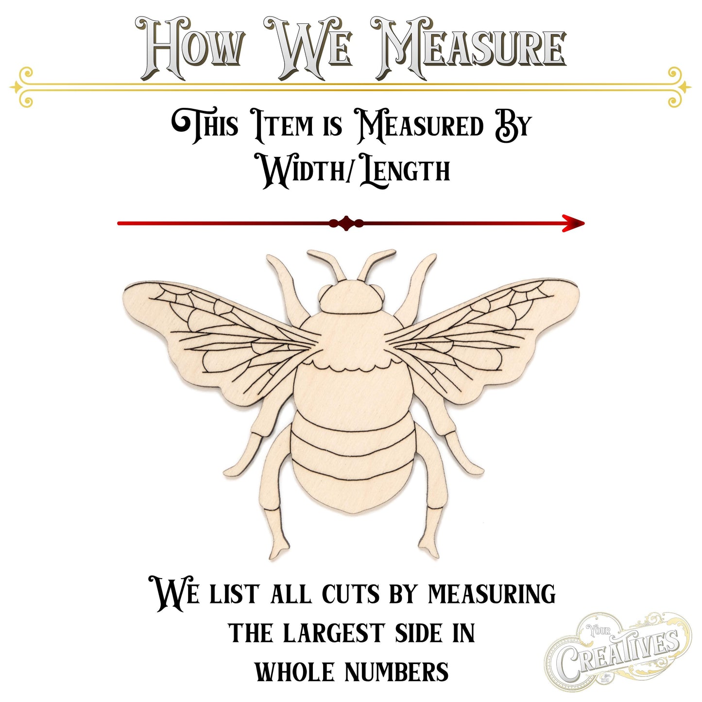 Bumble Bee Wood Cutout - Laser Cut Unfinished Craft Shape - Multiple Sizes
