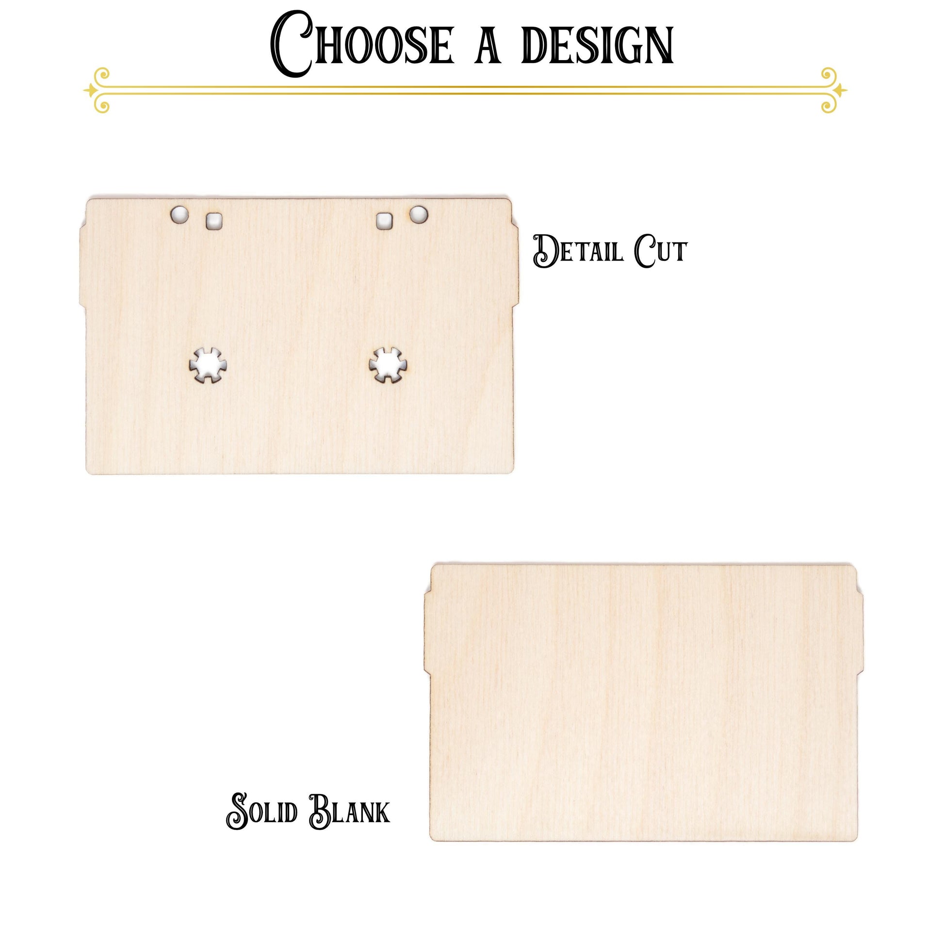 Cassette Tape Blank Wood Cutout - Laser Cut Unfinished Craft Shape - Multiple Sizes