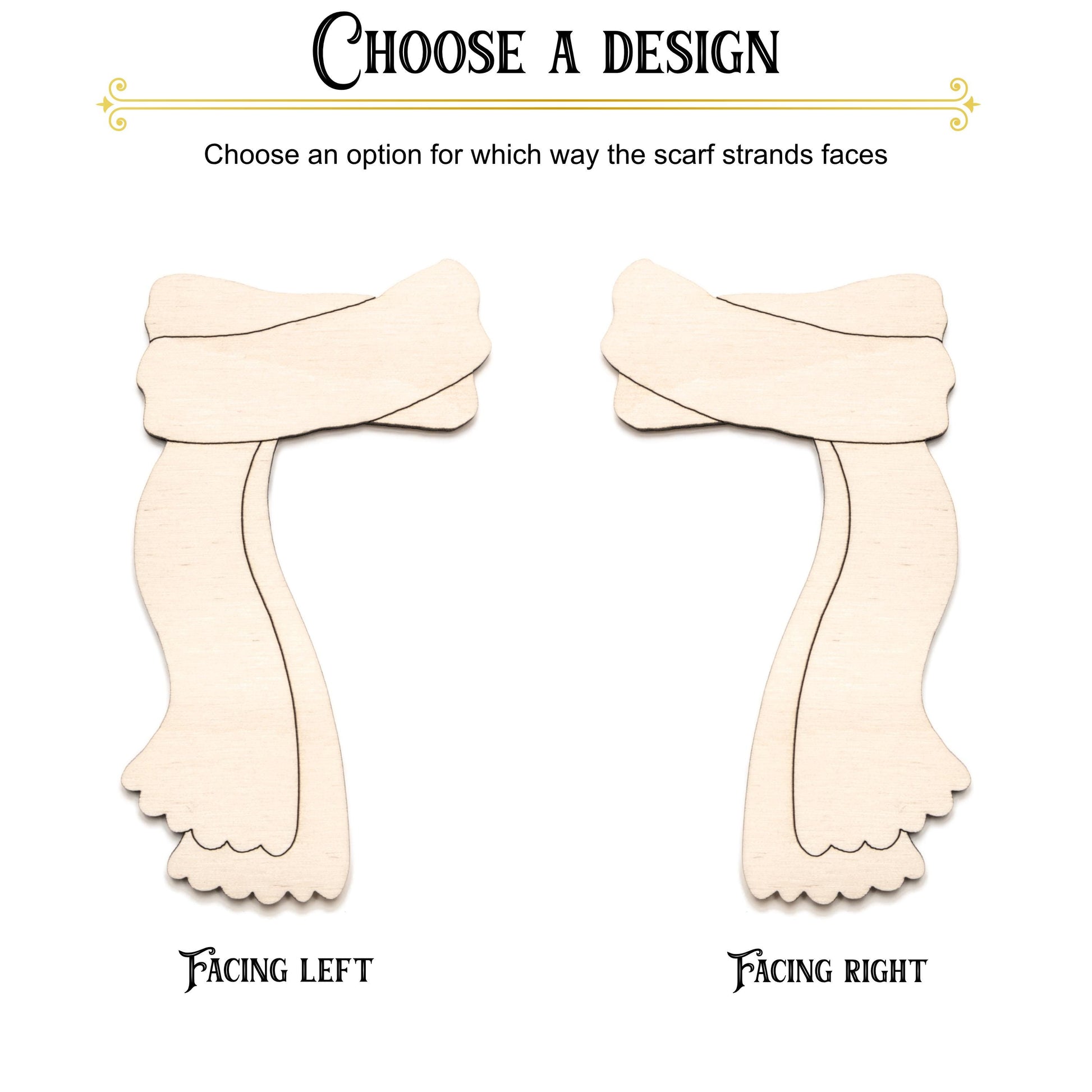 Scarf Detail Wood Cutout - Laser Cut Unfinished Craft Shape - Multiple Sizes