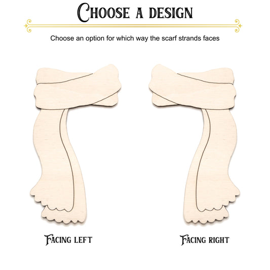 Scarf Detail Wood Cutout - Laser Cut Unfinished Craft Shape - Multiple Sizes