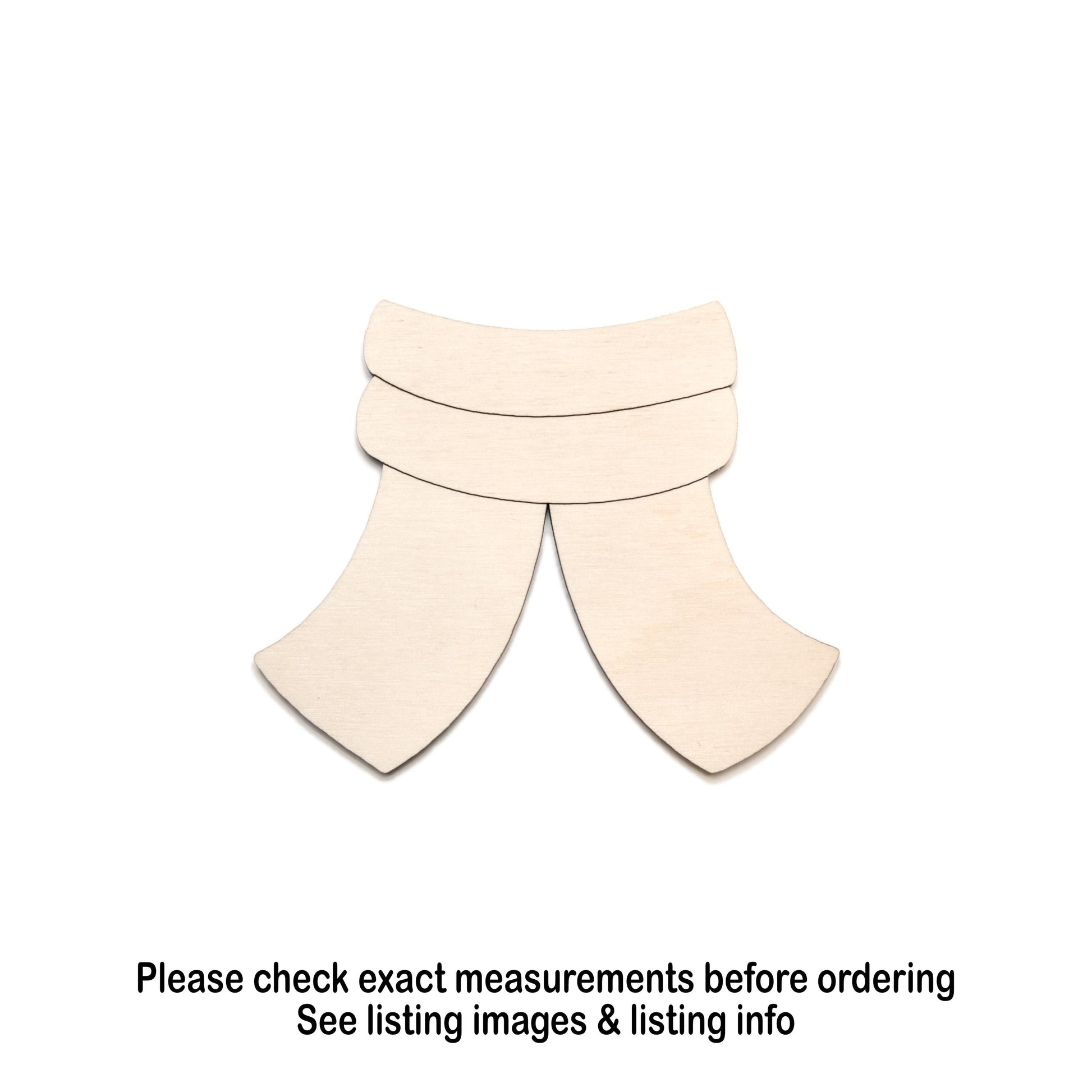 Scarf Short Detail Wood Cutout - Laser Cut Unfinished Craft Shape - Multiple Sizes