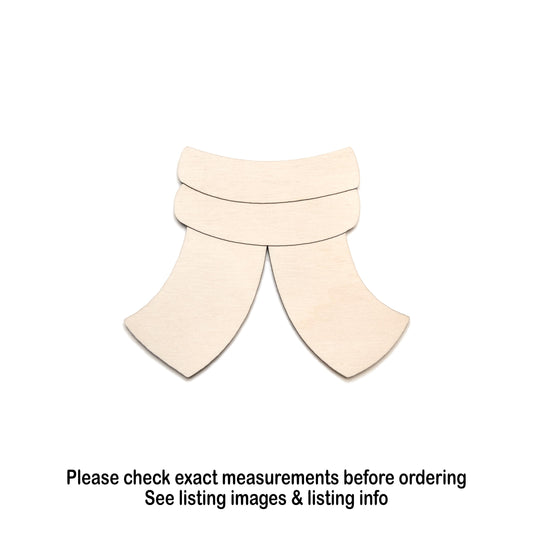 Scarf Short Detail Wood Cutout - Laser Cut Unfinished Craft Shape - Multiple Sizes