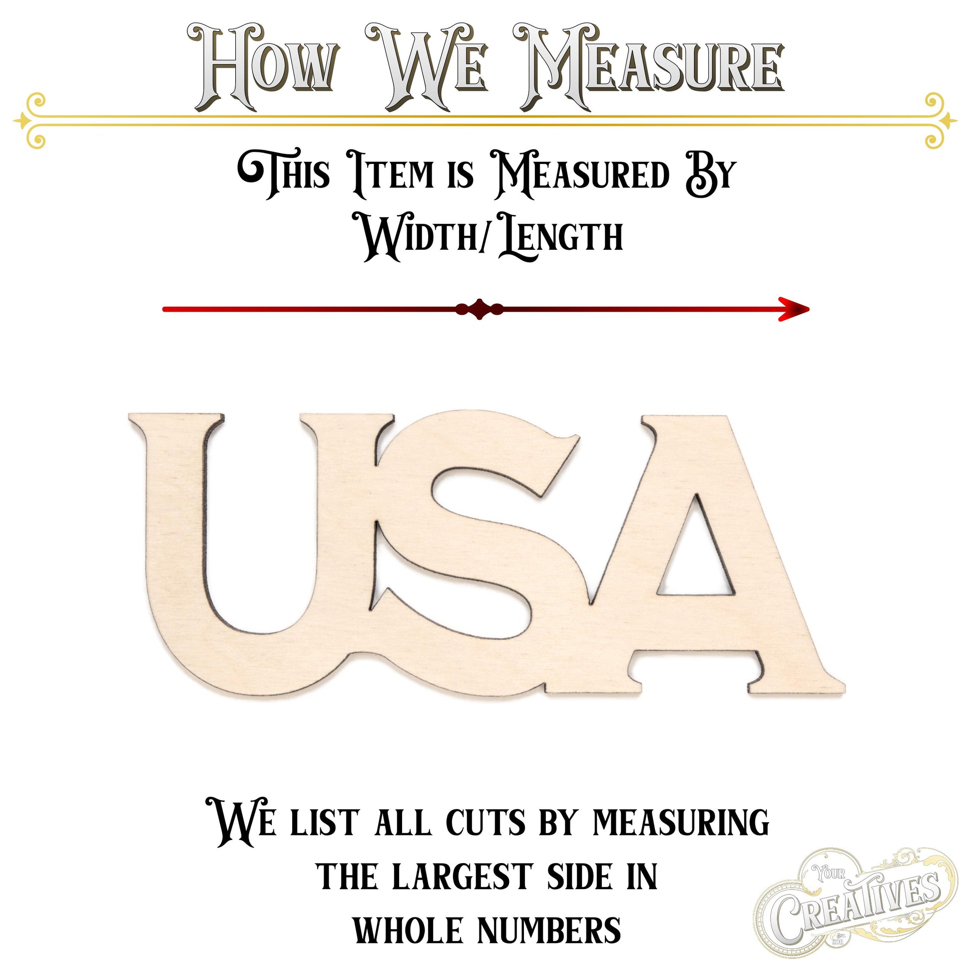 USA Wood Cutout - Laser Cut Unfinished Craft Shape - Multiple Sizes