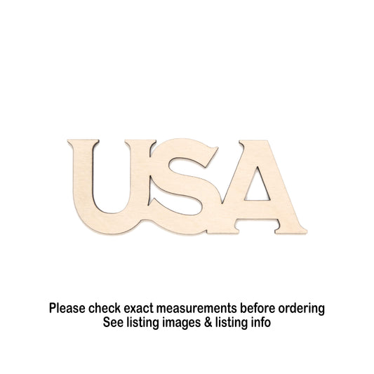 USA Wood Cutout - Laser Cut Unfinished Craft Shape - Multiple Sizes