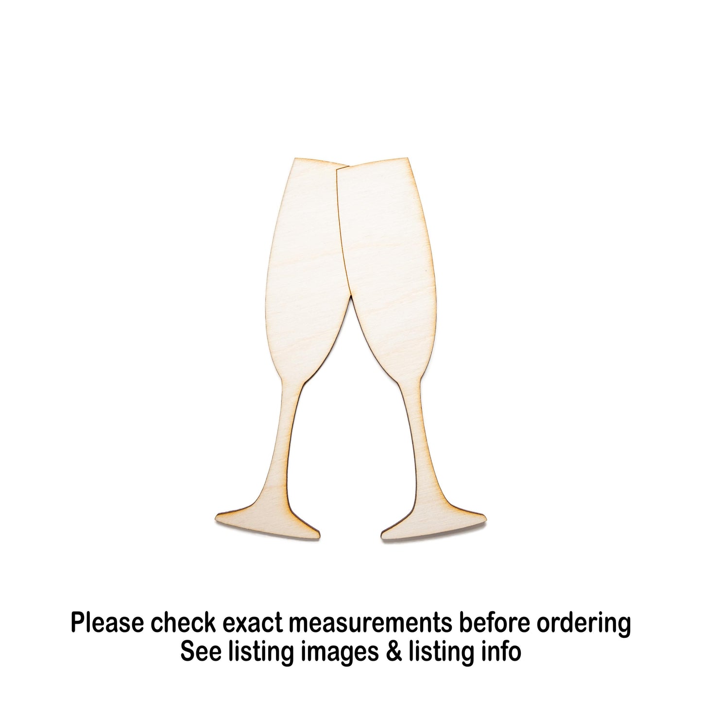 Champagne Glass Toast Blank Wood Cutout - Laser Cut Unfinished Craft Shape - Multiple Sizes