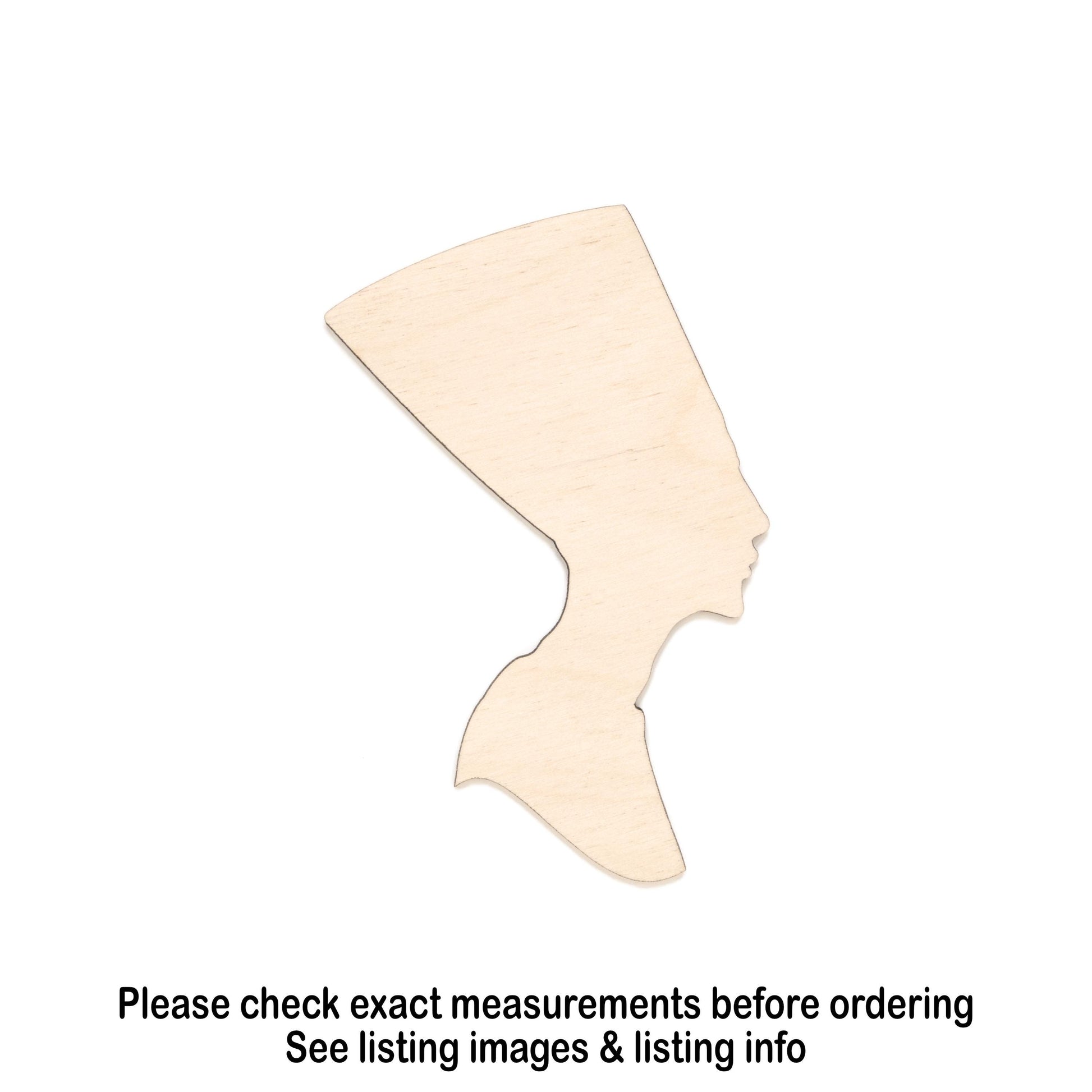 Nefertiti Bust Blank Wood Cutout - Laser Cut Unfinished Craft Shape - Multiple Sizes