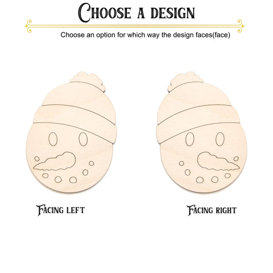 Snowman With Beanie Detail Wood Cutout - Laser Cut Unfinished Craft Shape - Multiple Sizes