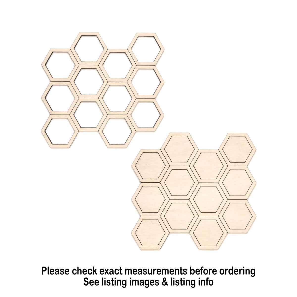 Honeycomb Wood Cutout - Laser Cut Unfinished Craft Shape - Multiple Sizes