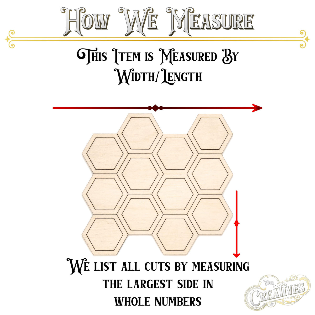 Honeycomb Wood Cutout - Laser Cut Unfinished Craft Shape - Multiple Sizes
