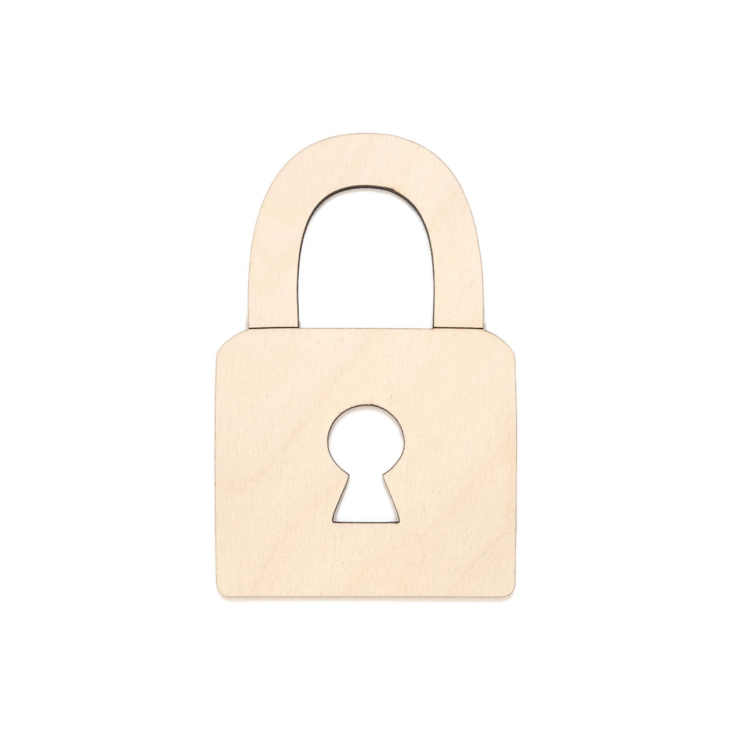 Lock Wood Cutout - Laser Cut Unfinished Craft Shape - Multiple Sizes